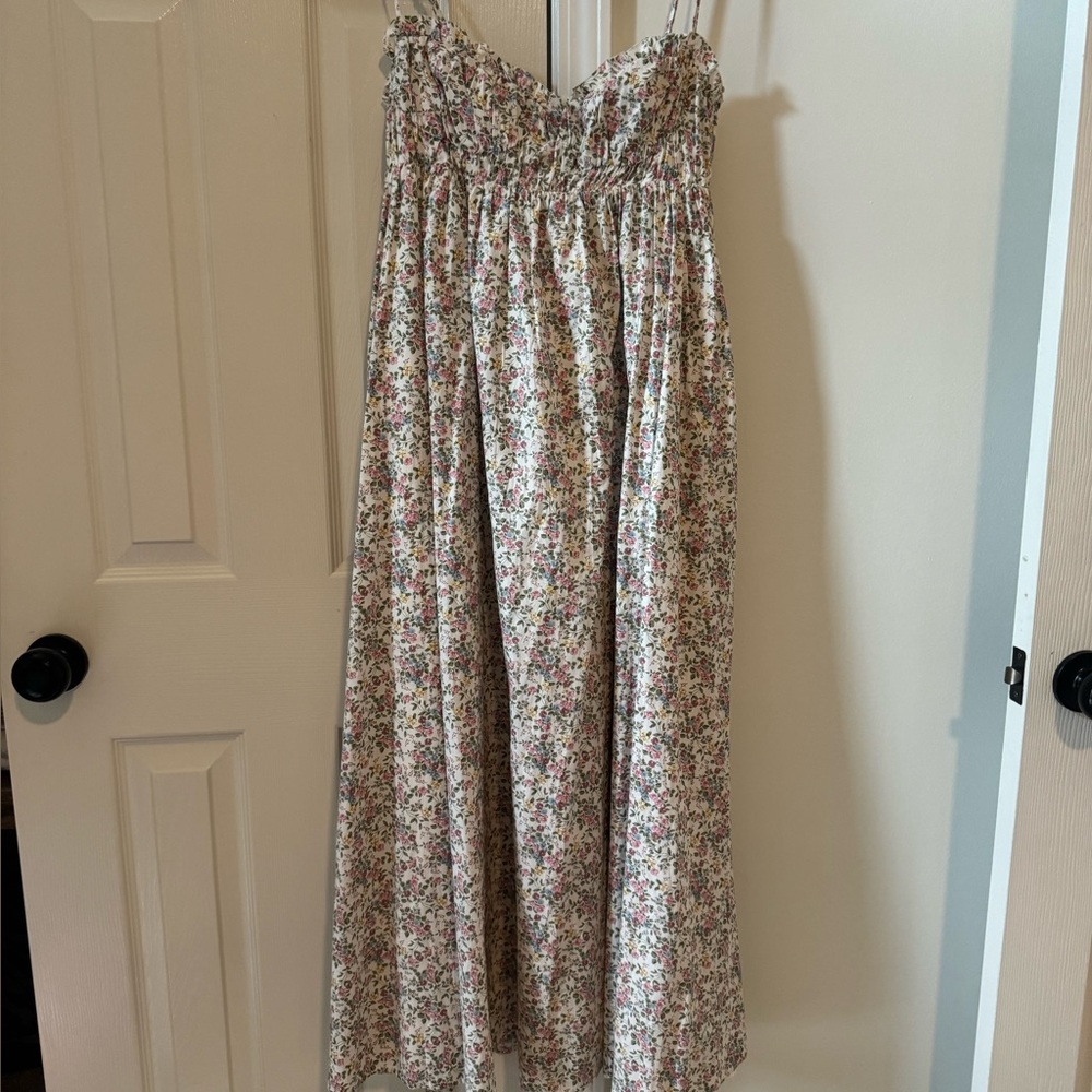 Altar'd State Midi Pink Floral Dress with Pockets